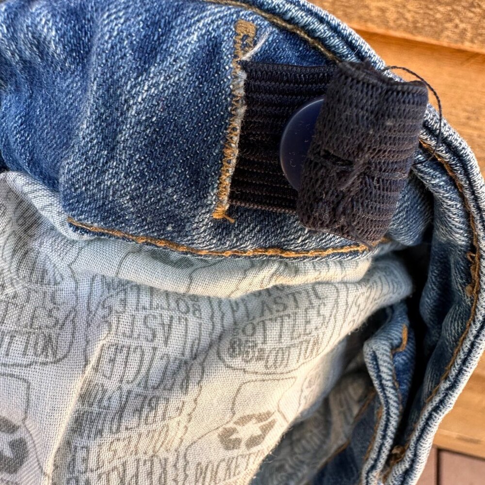 Cat & Jack Girls Distressed Denim Shorts L 10/12 Blue Lace Patch Details Frayed - Picture 7 of 9